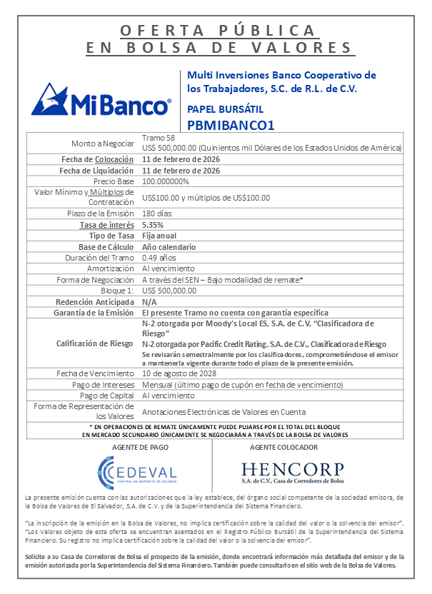 AVISO COLOCACION PBMIBANCO1 T58