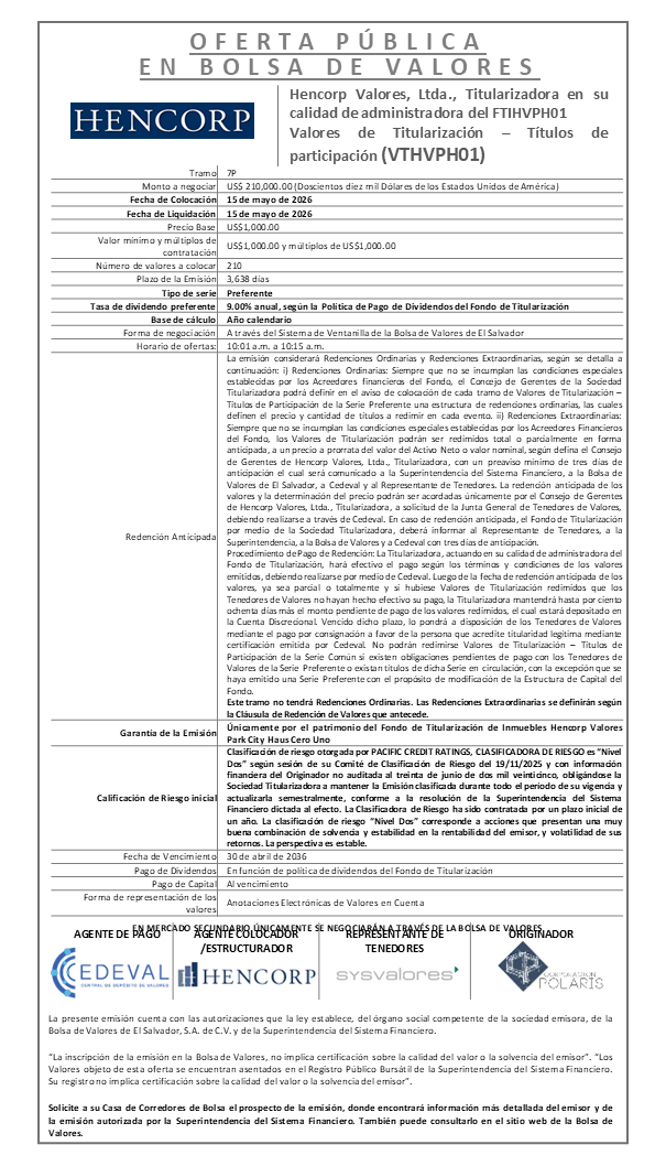 AVISO COLOCACION VTHVPH01 T7P 