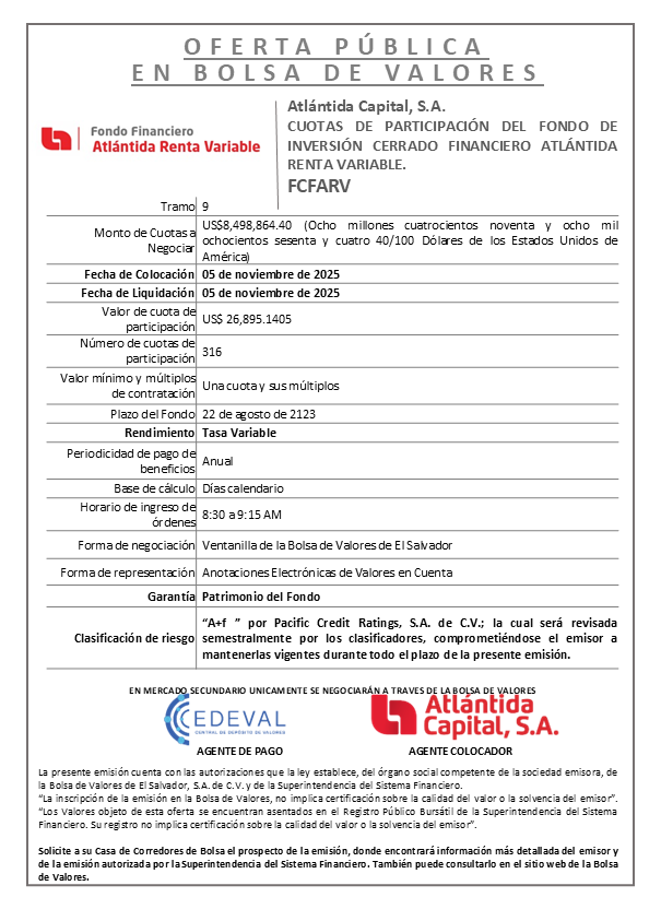 AVISO COLOCACIÓN FCFARV T9