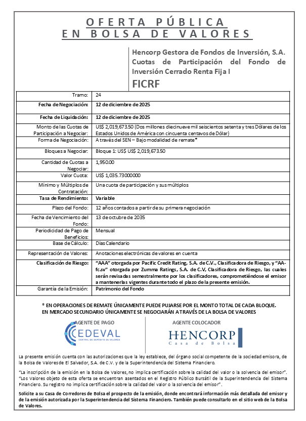 AVISO COLOCACIÓN FICRF T24