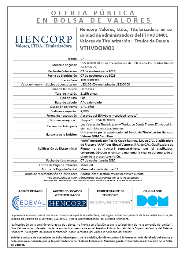 AVISO COLOCACIÓN FTHVDOM01 T57