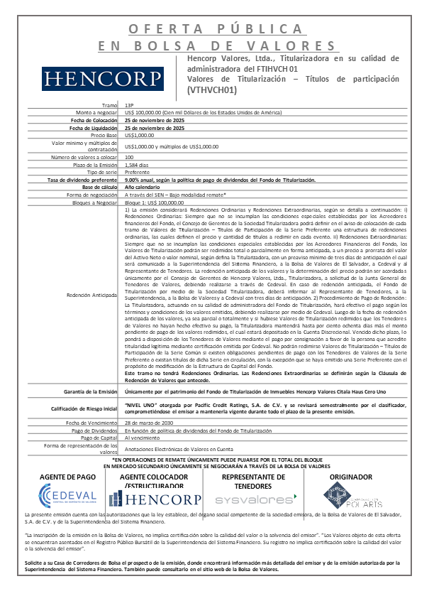 AVISO COLOCACIÓN FTIHVCH01 T13