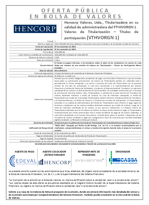 AVISO COLOCACIÓN FTIHVORGN1 T1