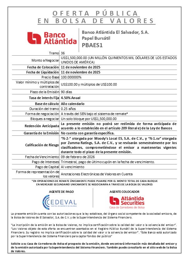 AVISO COLOCACIÓN PBAES1 T36