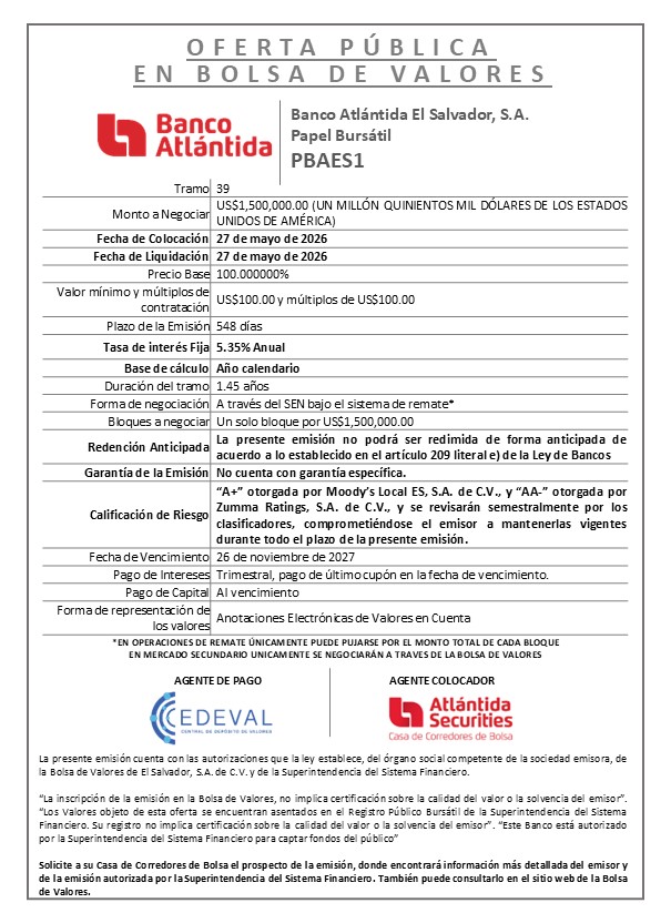 AVISO COLOCACIÓN PBAES1 T39