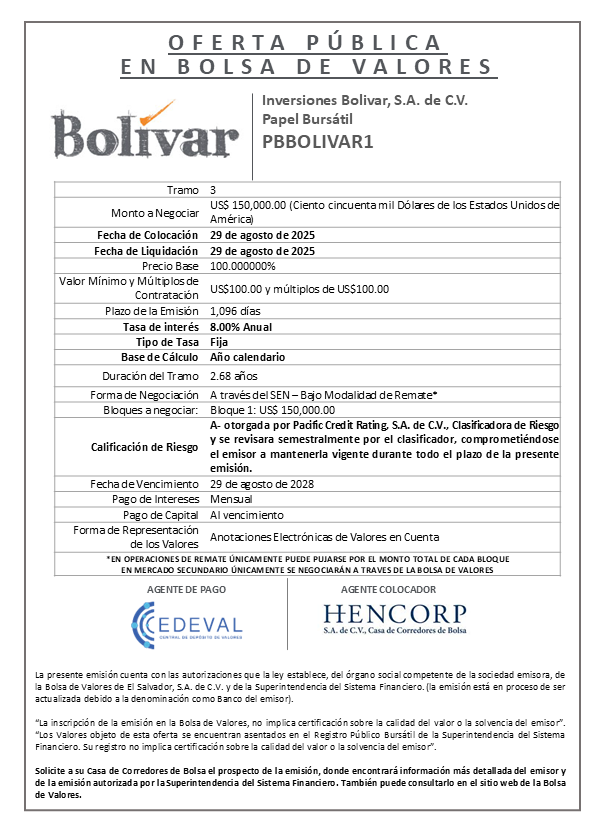 AVISO COLOCACIÓN PBBOLIVAR1 T 3