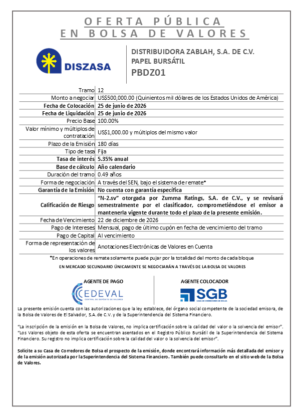 AVISO COLOCACIÓN PBDZ01 T12