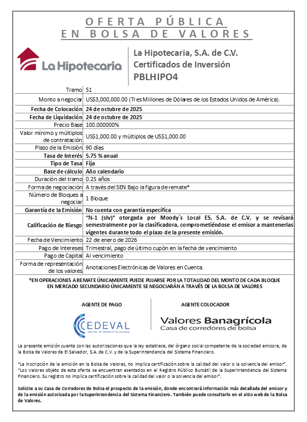 AVISO COLOCACIÓN PBLHIPO4 T51
