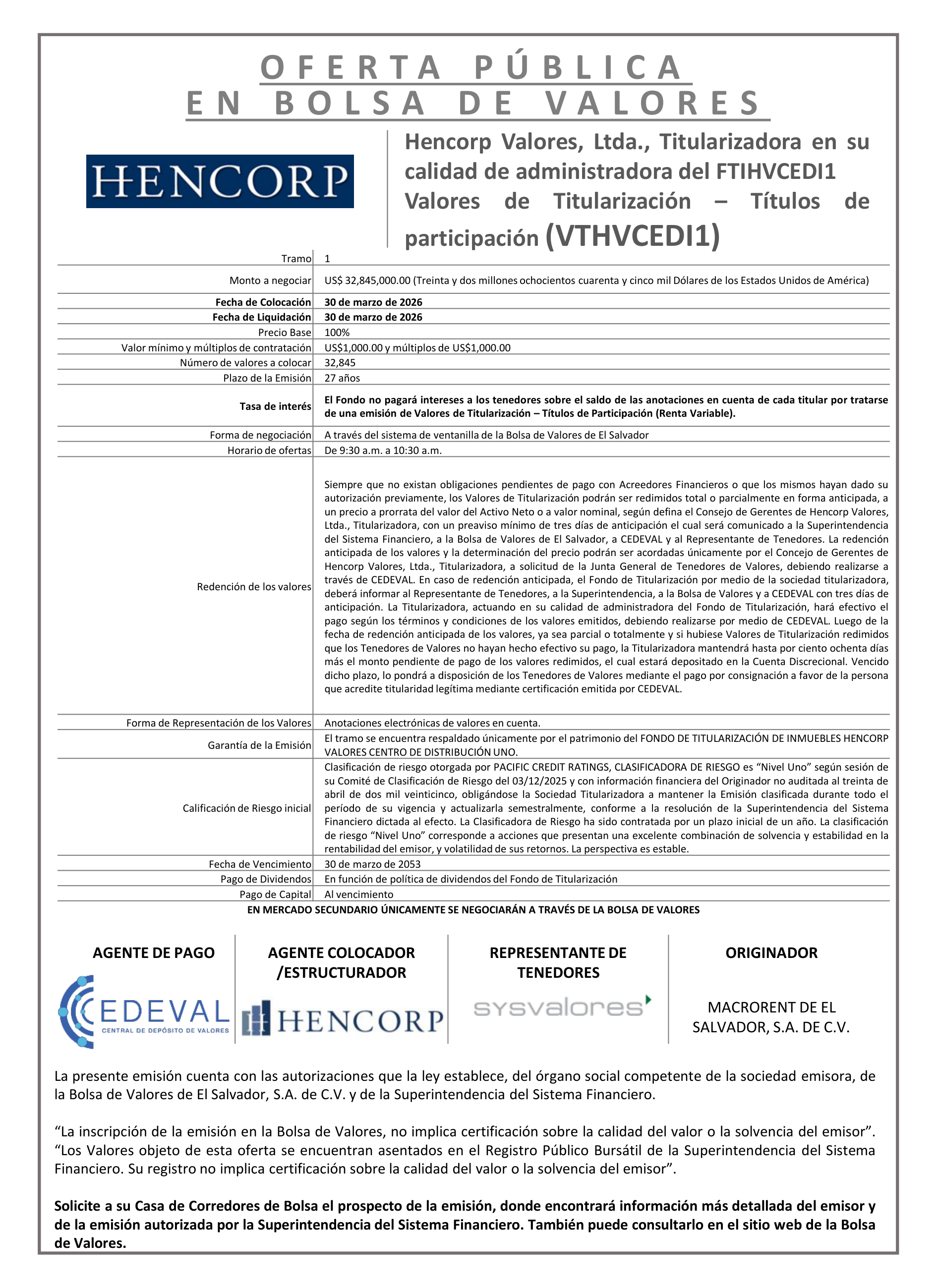 AVISO COLOCACIÓN VTHVCEDI1 T1