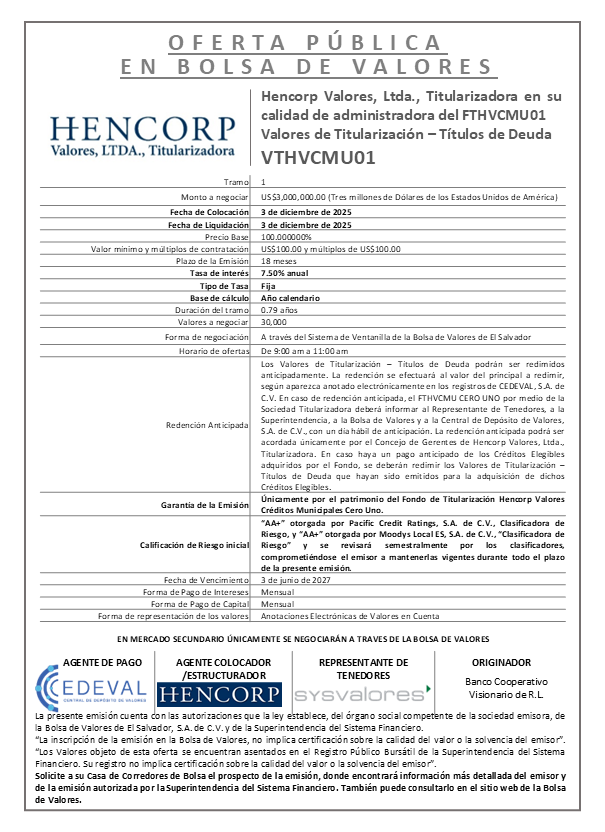 AVISO COLOCACIÓN VTHVCMU01 T1