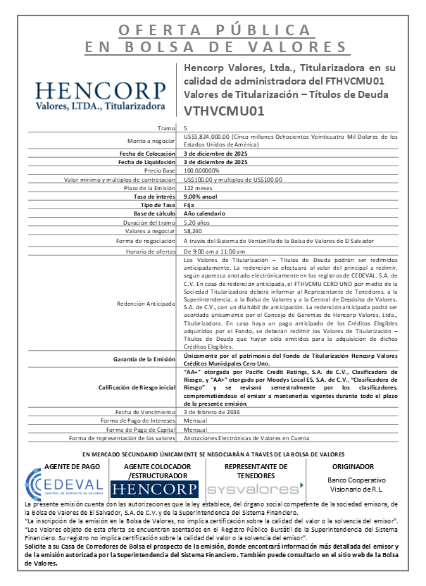 AVISO COLOCACIÓN VTHVCMU01 T5