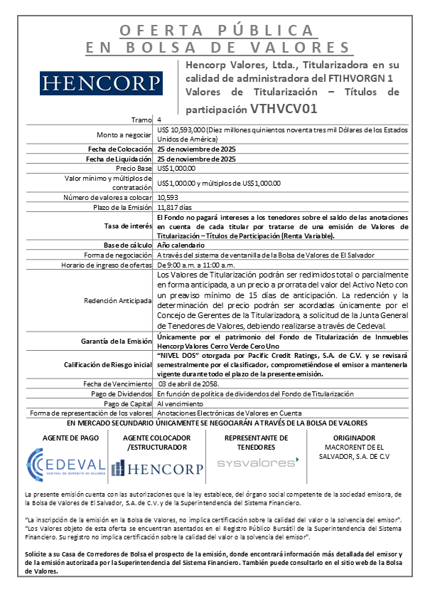 AVISO COLOCACIÓN VTHVCV01 T4