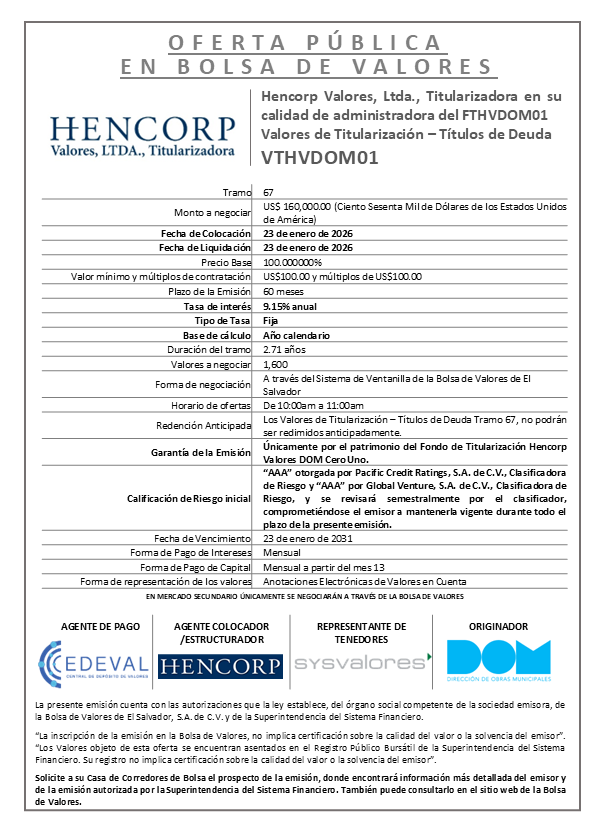 AVISO COLOCACIÓN VTHVDOM01 T67