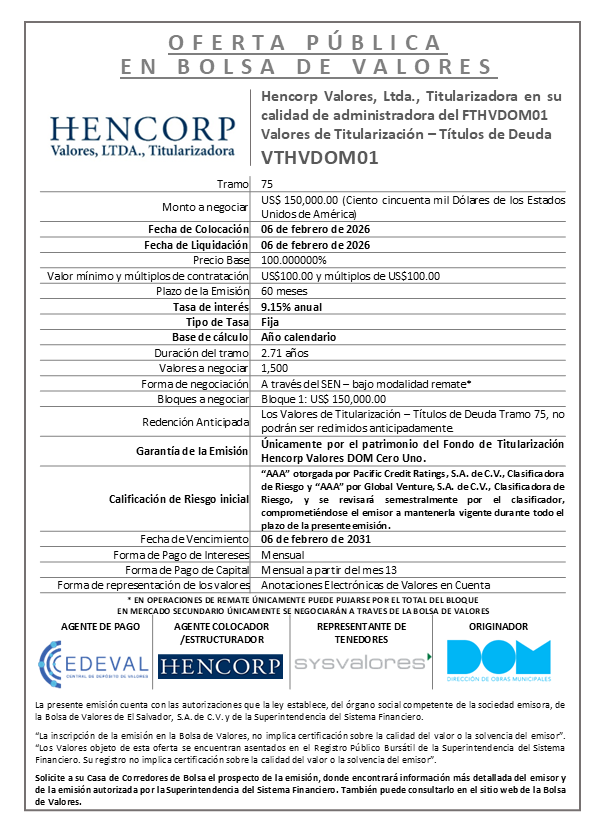 AVISO COLOCACIÓN VTHVDOM01 T75