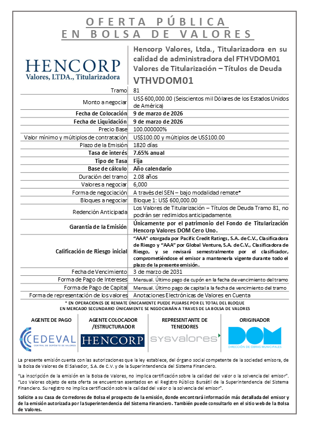 AVISO COLOCACIÓN VTHVDOM01 T81