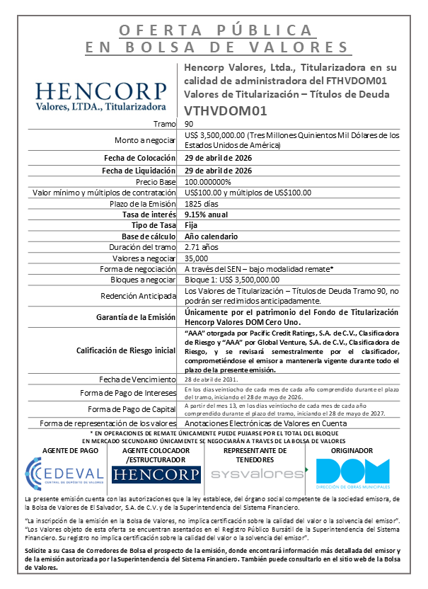AVISO COLOCACIÓN VTHVDOM01 T90