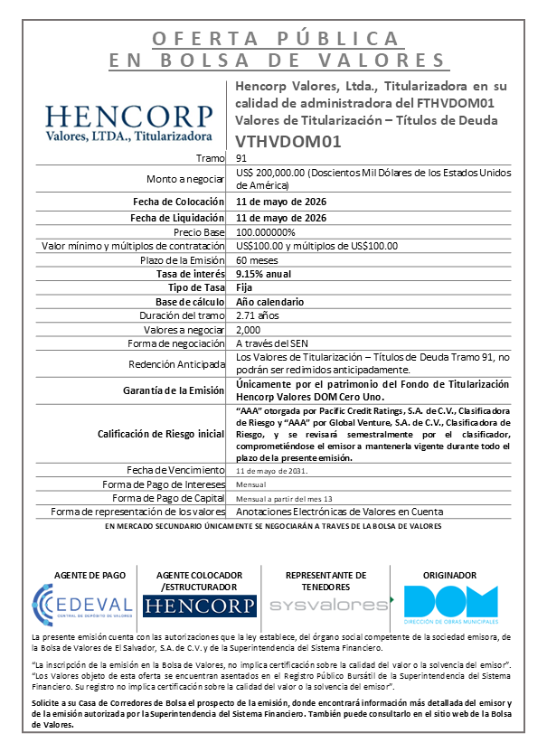 AVISO COLOCACIÓN VTHVDOM01 T91