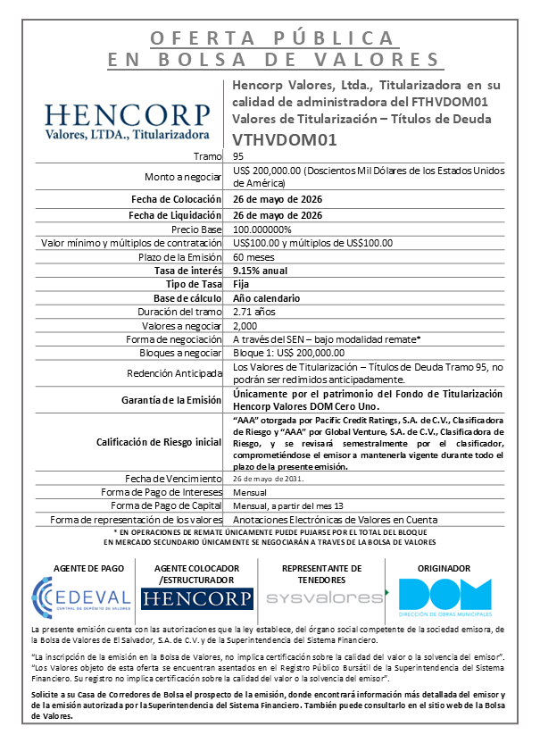 AVISO COLOCACIÓN VTHVDOM01 T95