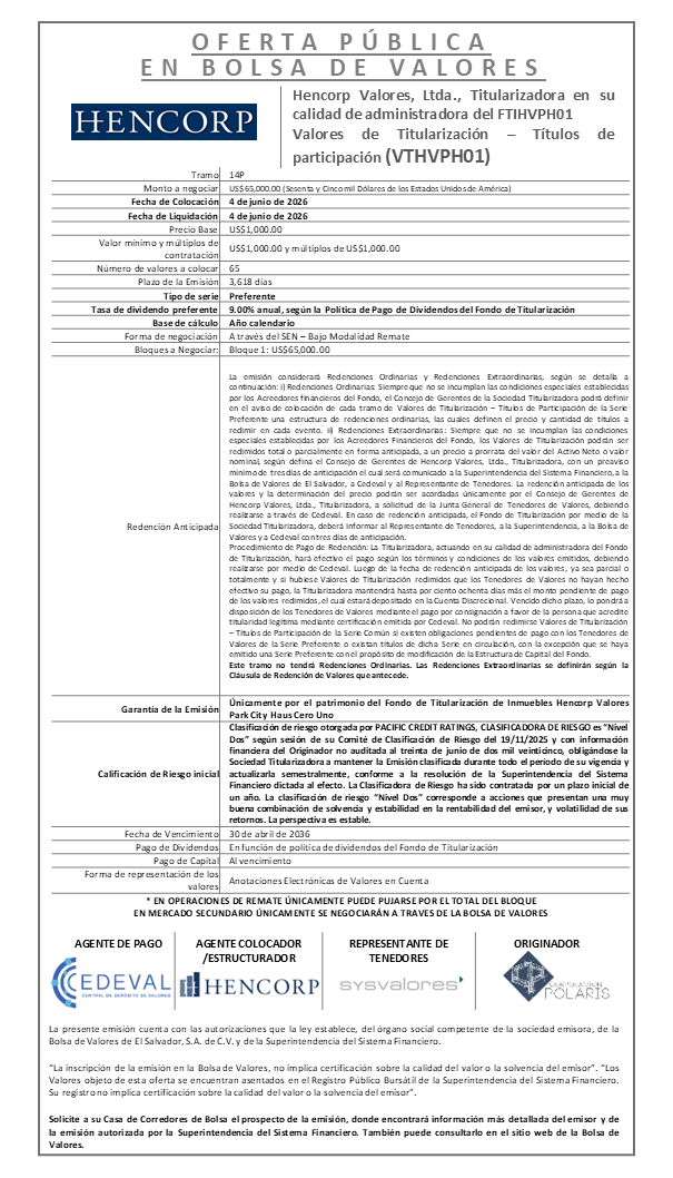 AVISO COLOCACIÓN VTHVPH01 T14P