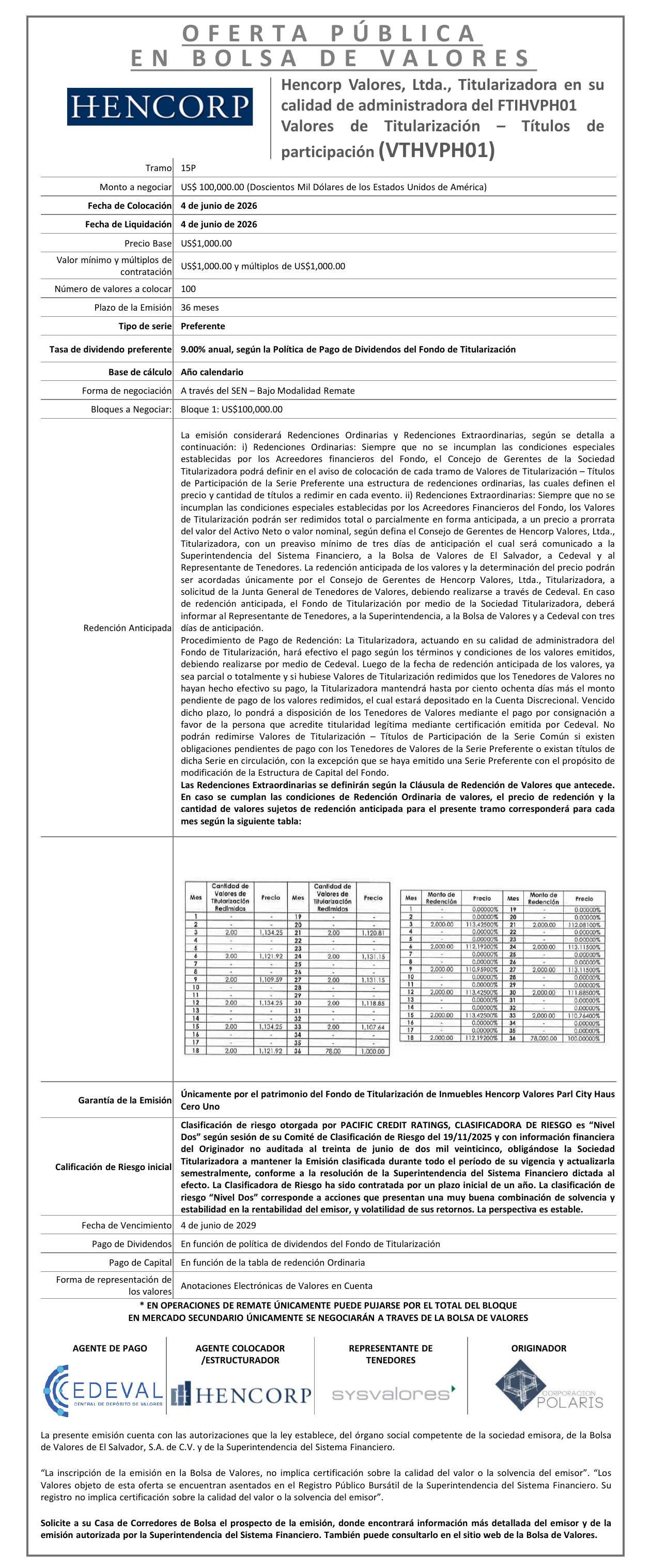 AVISO COLOCACIÓN VTHVPH01 T15P