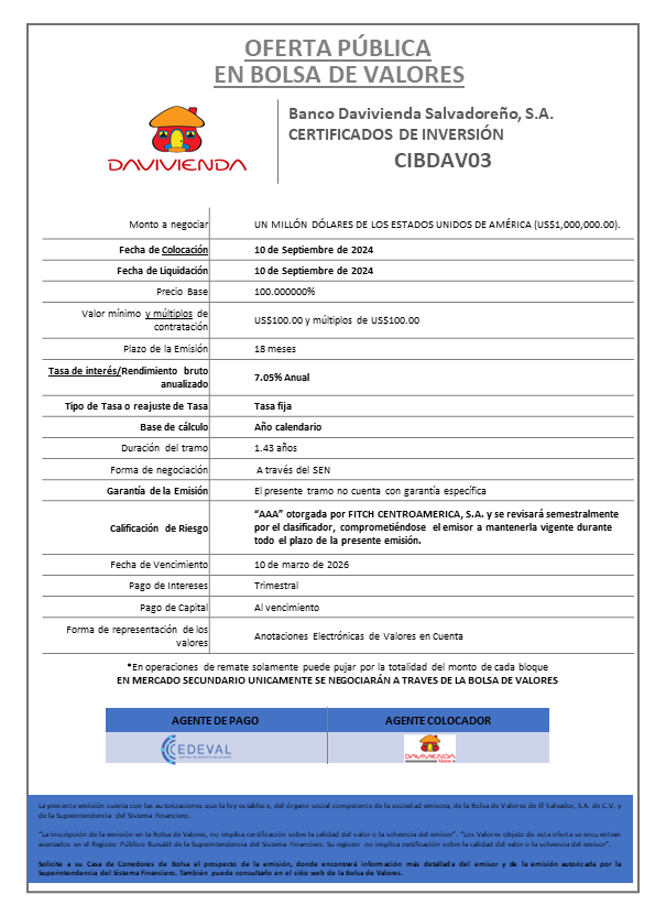 AVISO COLOCACION CIBDAV03 T 15