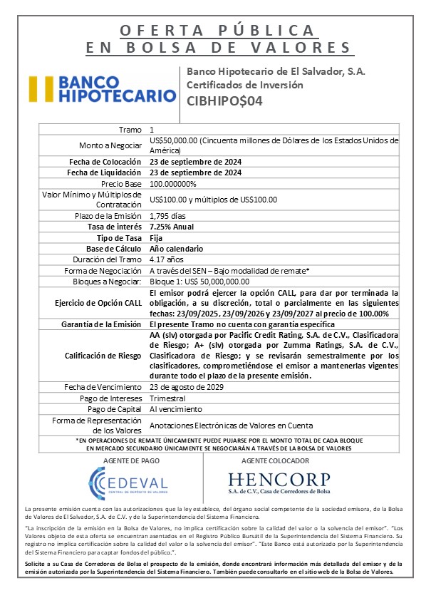 AVISO COLOCACION CIBHIPO04 T 1