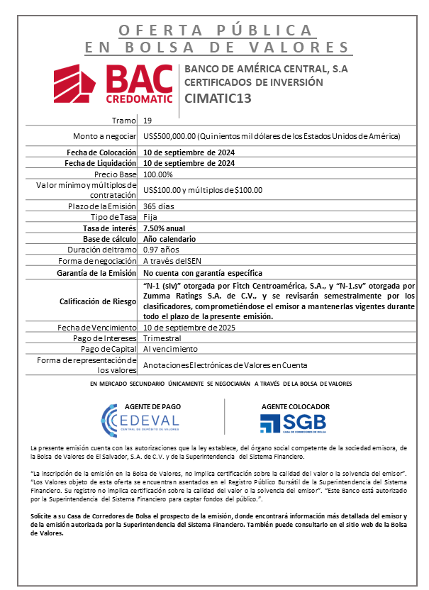 AVISO COLOCACION CIMATIC13 T 19