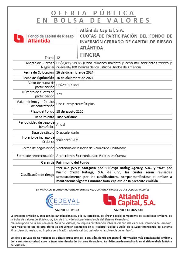 AVISO COLOCACION FINCRA T 12