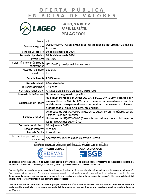 AVISO COLOCACION PBLAGEO01 T 24