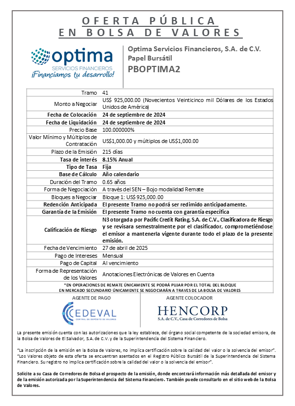 AVISO COLOCACION PBOPTIMA02 T 41