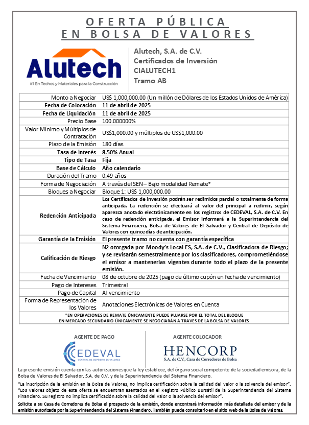 AVISO COLOCACION CIALUTECH T AB