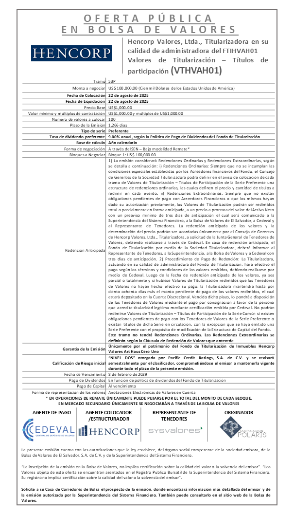 AVISO COLOCACION FTIHVAH01 T 53