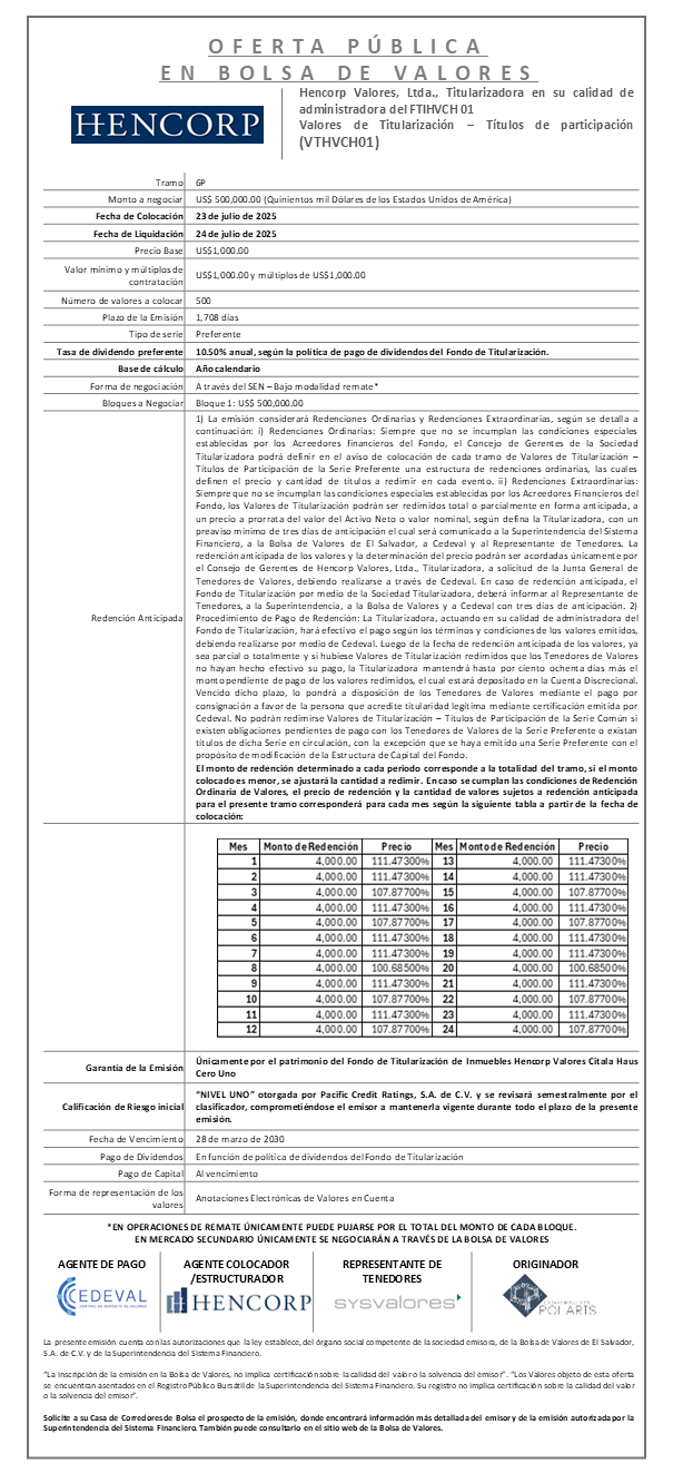 AVISO COLOCACION FTIHVCH01 T 6P