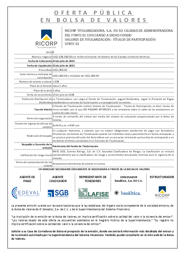 AVISO COLOCACION FTIRTC01 T C