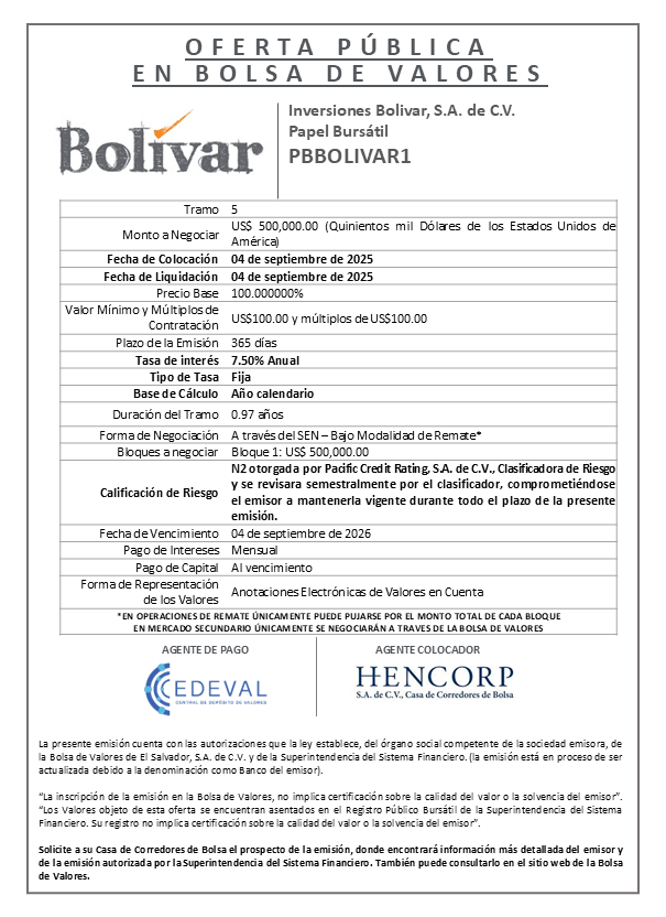 AVISO COLOCACION PBBOLIVAR1 T 5