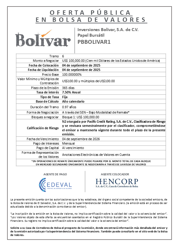 AVISO COLOCACION PBBOLIVAR1 T 6
