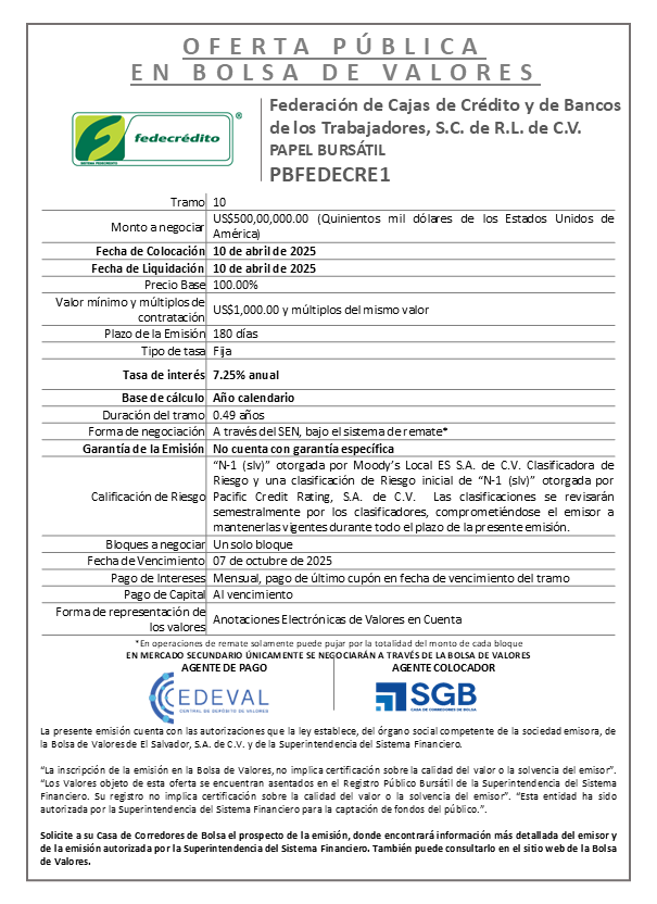 AVISO COLOCACION PBFEDECRE1 T 10
