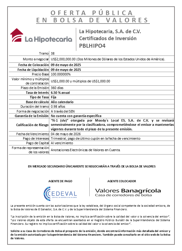 AVISO COLOCACION PBHIPO4 T 38
