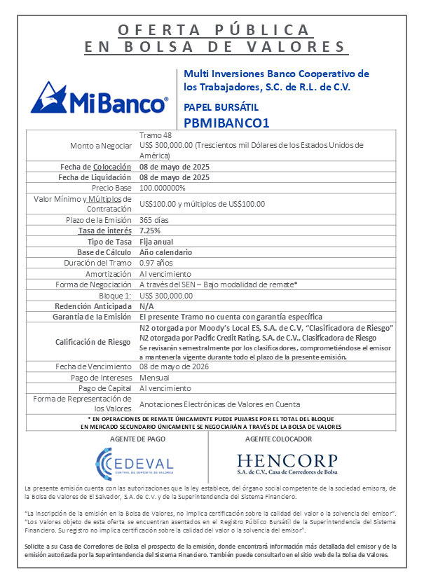 AVISO COLOCACION PBMIBANCO01 T 48