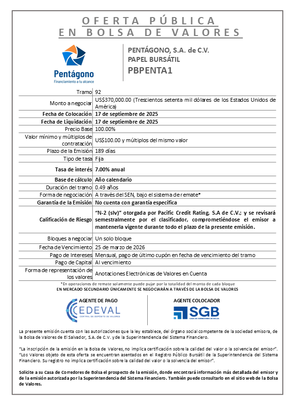 AVISO COLOCACION PBPENTA1 T 92