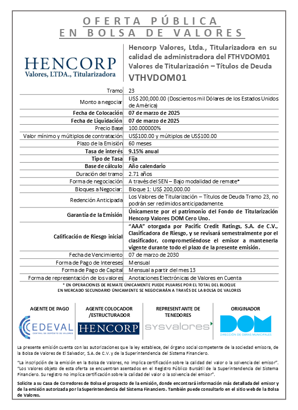 AVISO COLOCACION VTHVDOM01 T 23