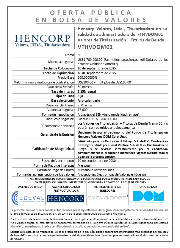 AVISO COLOCACION VTHVDOM01 T 50