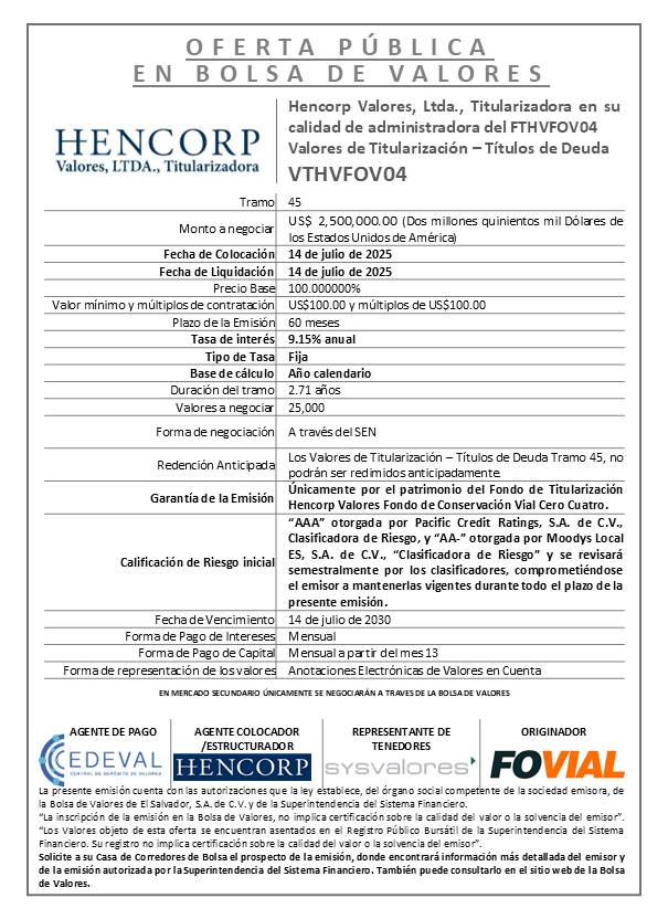 AVISO COLOCACION VTHVFOV04 T 45